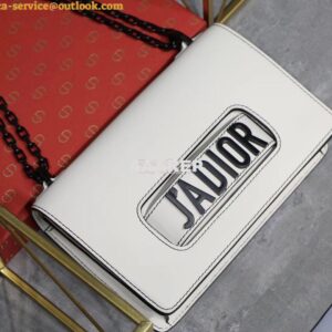 Replica Dior J'adior Flap Bag In White Calfskin with Black Metal 2