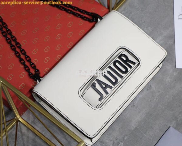 Replica Dior J'adior Flap Bag In White Calfskin with Black Metal 2