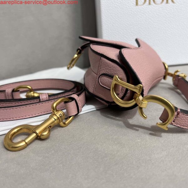 Replica Dior S5685 Micro Saddle Bag With Strap Scarlet Pink Goatskin 8