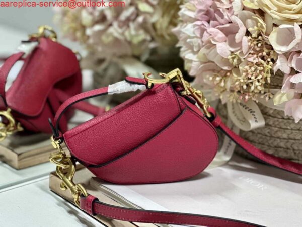 Replica Dior S5685 Micro Saddle Bag With Strap Scarlet Red Goatskin 4