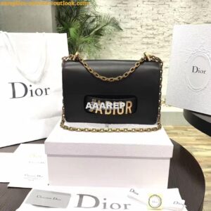 Replica Dior J'ADIOR Flap Bag With Chain in Calfskin Black 2