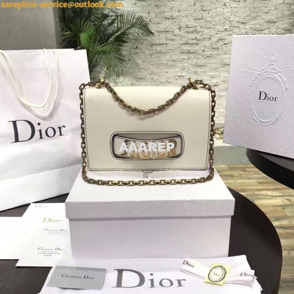 Replica Dior J'ADIOR Flap Bag With Chain in Calfskin White 3