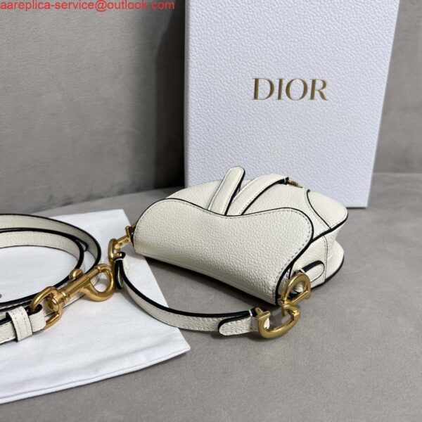 Replica Dior S5685 Micro Saddle Bag With Strap Scarlet White Goatskin 4