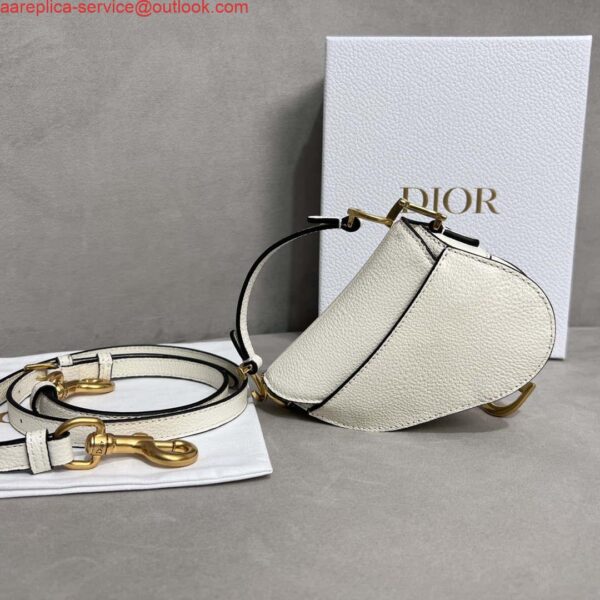 Replica Dior S5685 Micro Saddle Bag With Strap Scarlet White Goatskin 5