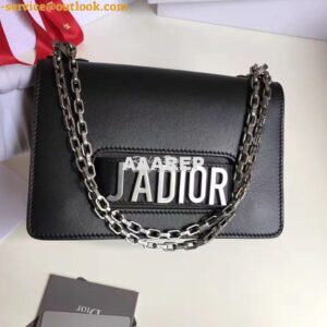 Replica Dior J'ADIOR Flap Bag With Silver Chain in Calfskin Black 2