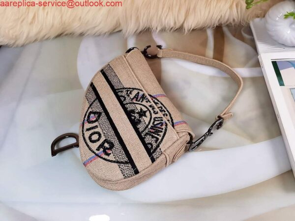 Replica Dior Saddle Bag Beige Jute Canvas Embroidered M0446 6