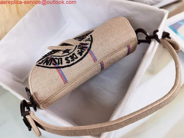 Replica Dior Saddle Bag Beige Jute Canvas Embroidered M0446 7