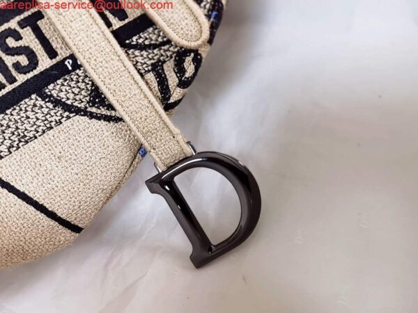 Replica Dior Saddle Bag Beige Jute Canvas Embroidered M0446 8