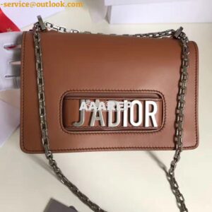 Replica Dior J'ADIOR Flap Bag With Silver Chain in Calfskin Brown