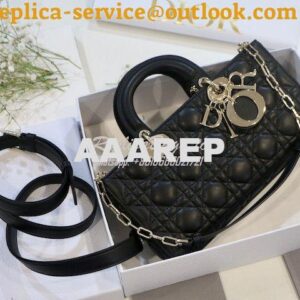 Replica Dior Lady D-Joy Bag Black Cannage Lambskin M0540O 2