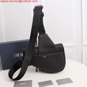 Replica Dior 1ADPO093 Saddle Men Bag Grained Calfskin Black