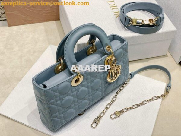 Replica Dior Lady D-Joy Bag Horizon Blue Cannage Lambskin M0540O 4