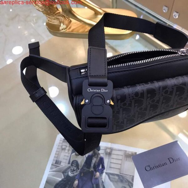 Replica Dior 1ADPO223 Saddle Belt Bag Dior Oblique Galaxy Leather Black 6