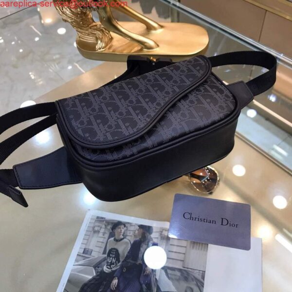 Replica Dior 1ADPO223 Saddle Belt Bag Dior Oblique Galaxy Leather Black 7