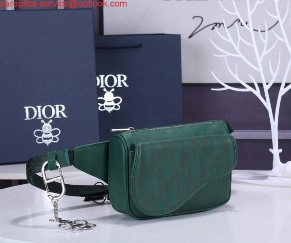 Replica Dior 1ADPO223 Saddle Belt Bag Leather Green 3