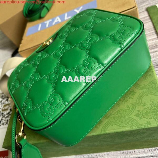 Replica Gucci 702234 GG Matelassé Leather Shoulder Handbag Bright green 4