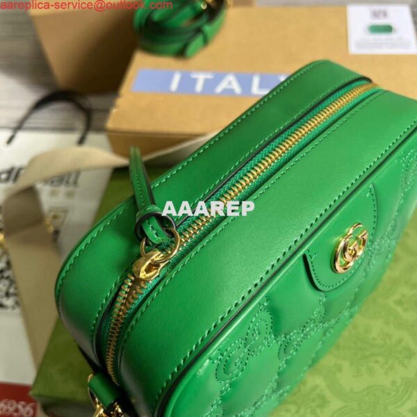 Replica Gucci 702234 GG Matelassé Leather Shoulder Handbag Bright green 5