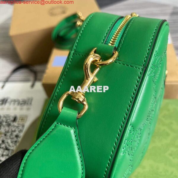 Replica Gucci 702234 GG Matelassé Leather Shoulder Handbag Bright green 7