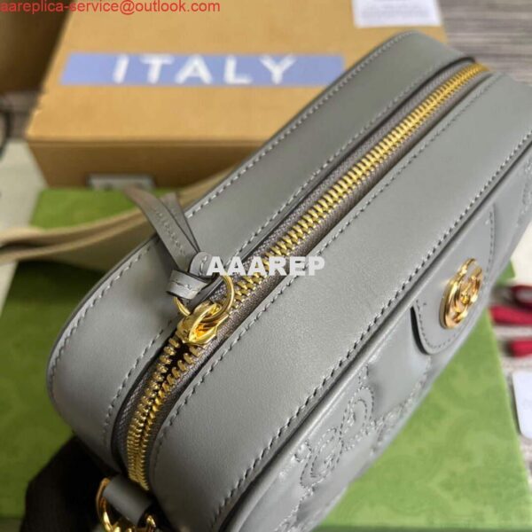 Replica Gucci 702234 GG Matelassé Leather Shoulder Handbag Dusty grey 7