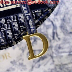 Replica Dior M0446 Dior Saddle Bag Blue Dior Oblique Embroidery 2