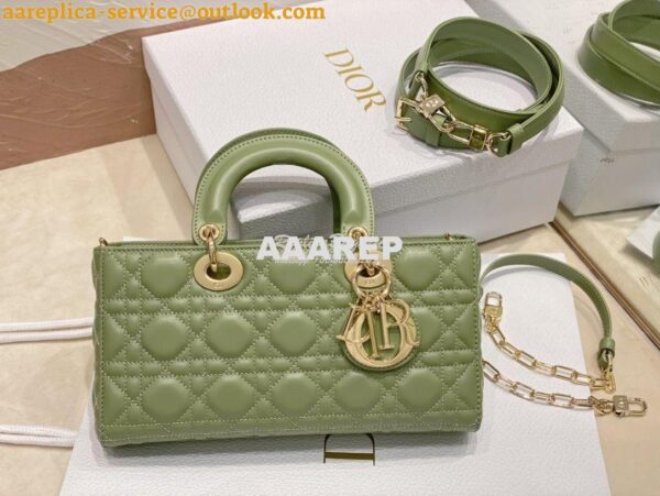 Replica Dior Lady D-Joy Bag Pastel Peyote Green Cannage Lambskin M0540 3