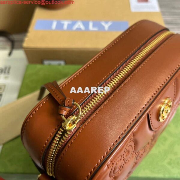 Replica Gucci 702234 GG Matelassé Leather Shoulder Handbag Light brown 6