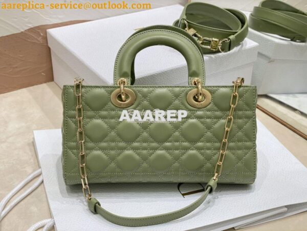 Replica Dior Lady D-Joy Bag Pastel Peyote Green Cannage Lambskin M0540 7