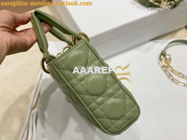 Replica Dior Lady D-Joy Bag Pastel Peyote Green Cannage Lambskin M0540 8