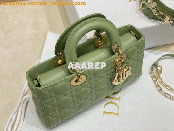 Replica Dior Lady D-Joy Bag Pastel Peyote Green Cannage Lambskin M0540 9