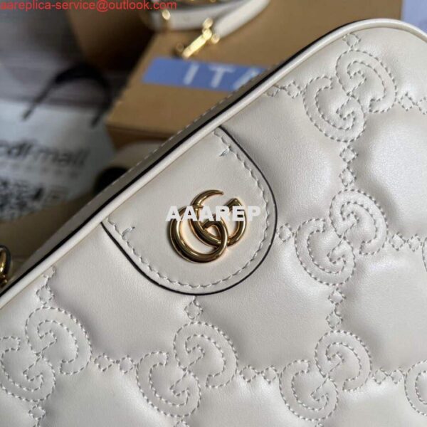 Replica Gucci 702234 GG Matelassé Leather Shoulder Handbag White 4