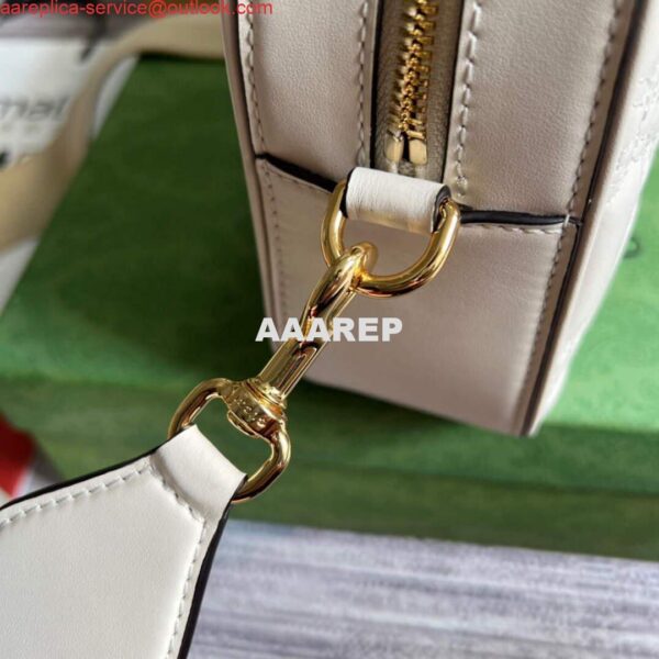 Replica Gucci 702234 GG Matelassé Leather Shoulder Handbag White 7