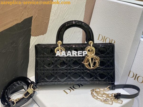 Replica Dior Lady D-Joy Bag Patent Cannage Calfskin M0540O Black 4