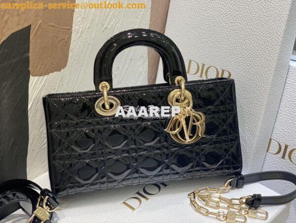 Replica Dior Lady D-Joy Bag Patent Cannage Calfskin M0540O Black 5