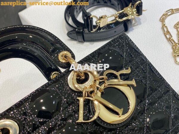 Replica Dior Lady D-Joy Bag Patent Cannage Calfskin M0540O Black 6