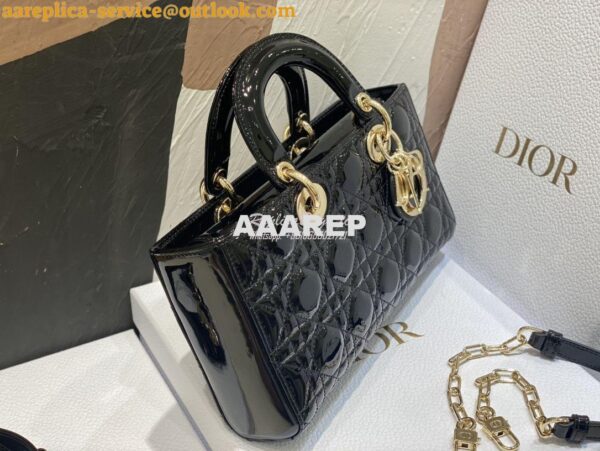 Replica Dior Lady D-Joy Bag Patent Cannage Calfskin M0540O Black 7
