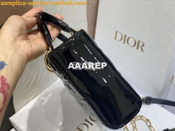Replica Dior Lady D-Joy Bag Patent Cannage Calfskin M0540O Black 9