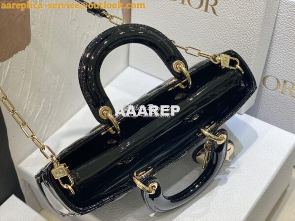 Replica Dior Lady D-Joy Bag Patent Cannage Calfskin M0540O Black 10