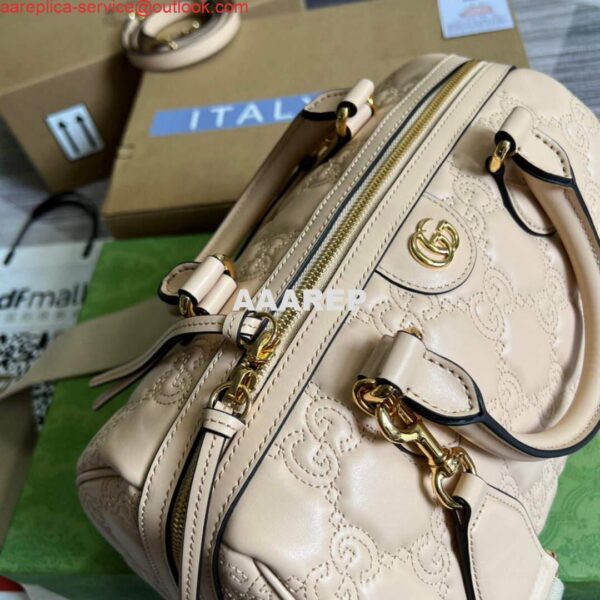 Replica Gucci 702242 GG matelassé leather shoulder bag Beige 6