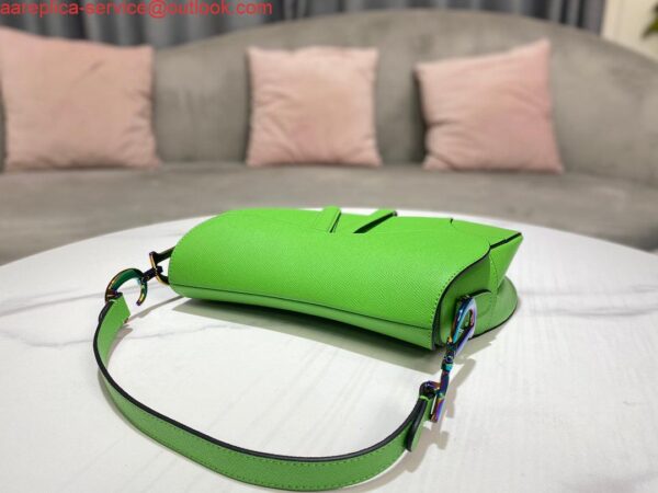 Replica Dior M0446 Dior Saddle Bag Green Grained Calfskin Blue logo 8