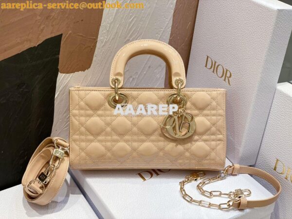 Replica Dior Lady D-Joy Bag Patent Cannage Calfskin M0540O Light Beige 3