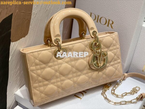 Replica Dior Lady D-Joy Bag Patent Cannage Calfskin M0540O Light Beige 5