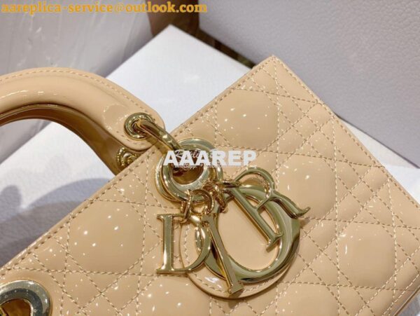 Replica Dior Lady D-Joy Bag Patent Cannage Calfskin M0540O Light Beige 6