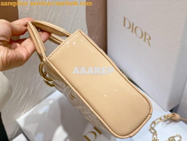 Replica Dior Lady D-Joy Bag Patent Cannage Calfskin M0540O Light Beige 7