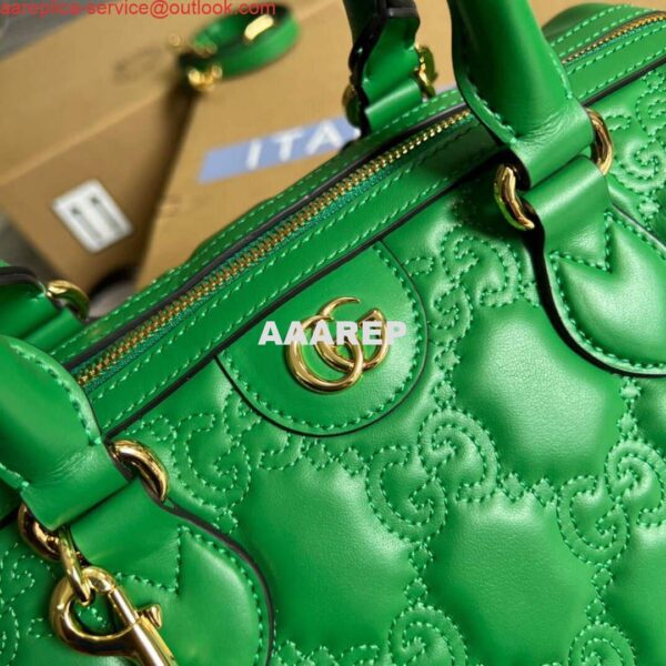 Replica Gucci 702242 GG matelassé leather shoulder bag Bright green 5