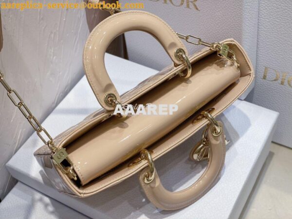 Replica Dior Lady D-Joy Bag Patent Cannage Calfskin M0540O Light Beige 9
