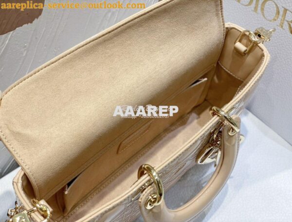 Replica Dior Lady D-Joy Bag Patent Cannage Calfskin M0540O Light Beige 10