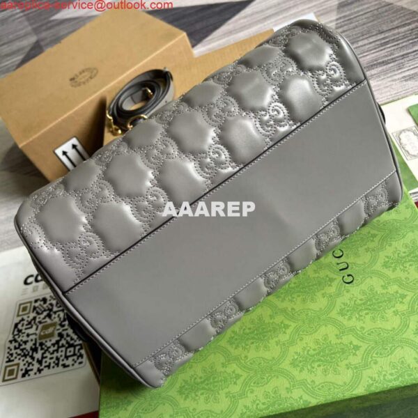 Replica Gucci 702242 GG matelassé leather shoulder bag Dusty grey 6