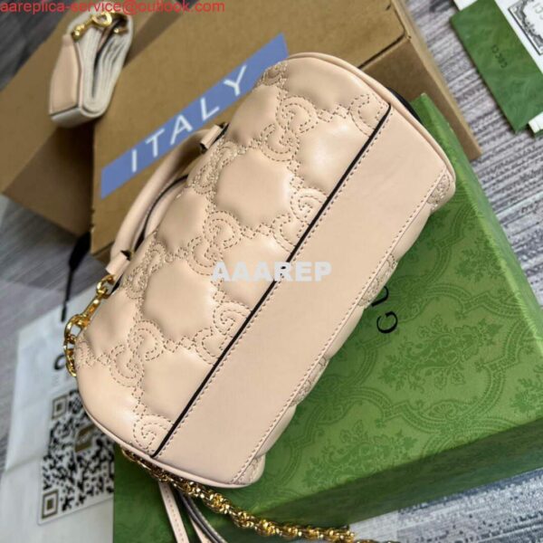 Replica Gucci 702251 GG matelassé leather top handle bag Beige 4