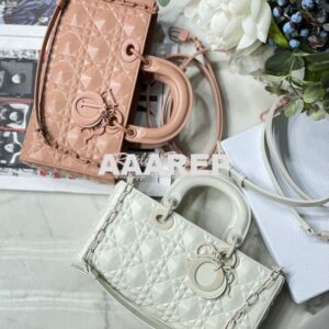 Replica Dior Lady D-Joy Bag Rose Des Vents Cannage Calfskin with Diamo 2