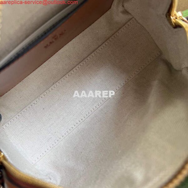 Replica Gucci 702251 GG matelassé leather top handle bag Brown 8